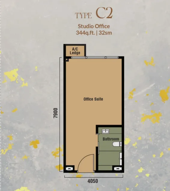 Branniganz Type C2(Studio Office) floor plan, about 344 sq ft