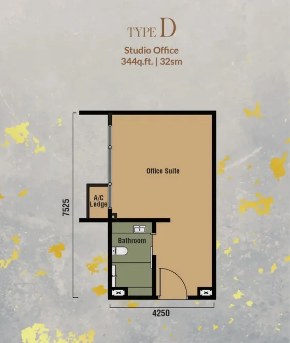 Branniganz Type D(Studio Office) floor plan, about 344 sq ft