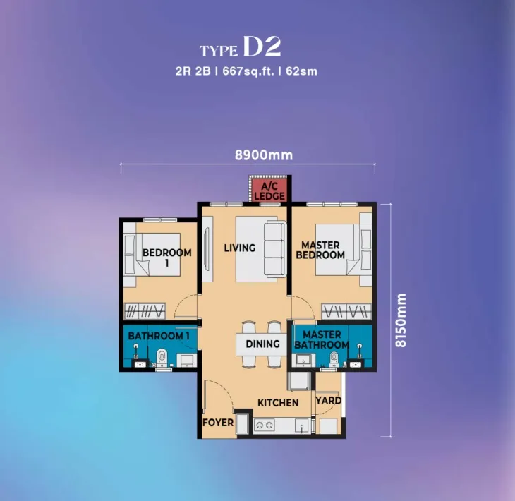 Brixton, Causewayz Square Type D2 floor plan