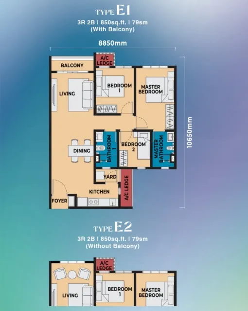 Dover, Causewayz Square Type E floor plan