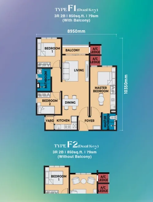Dover, Causewayz Square Type F floor plan