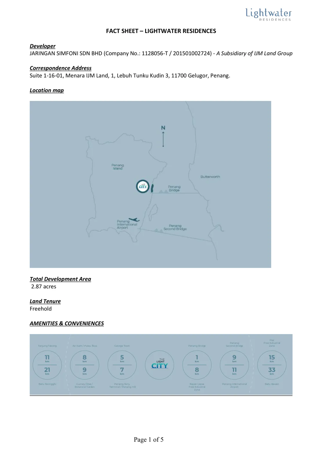 Lightwater Residences location map