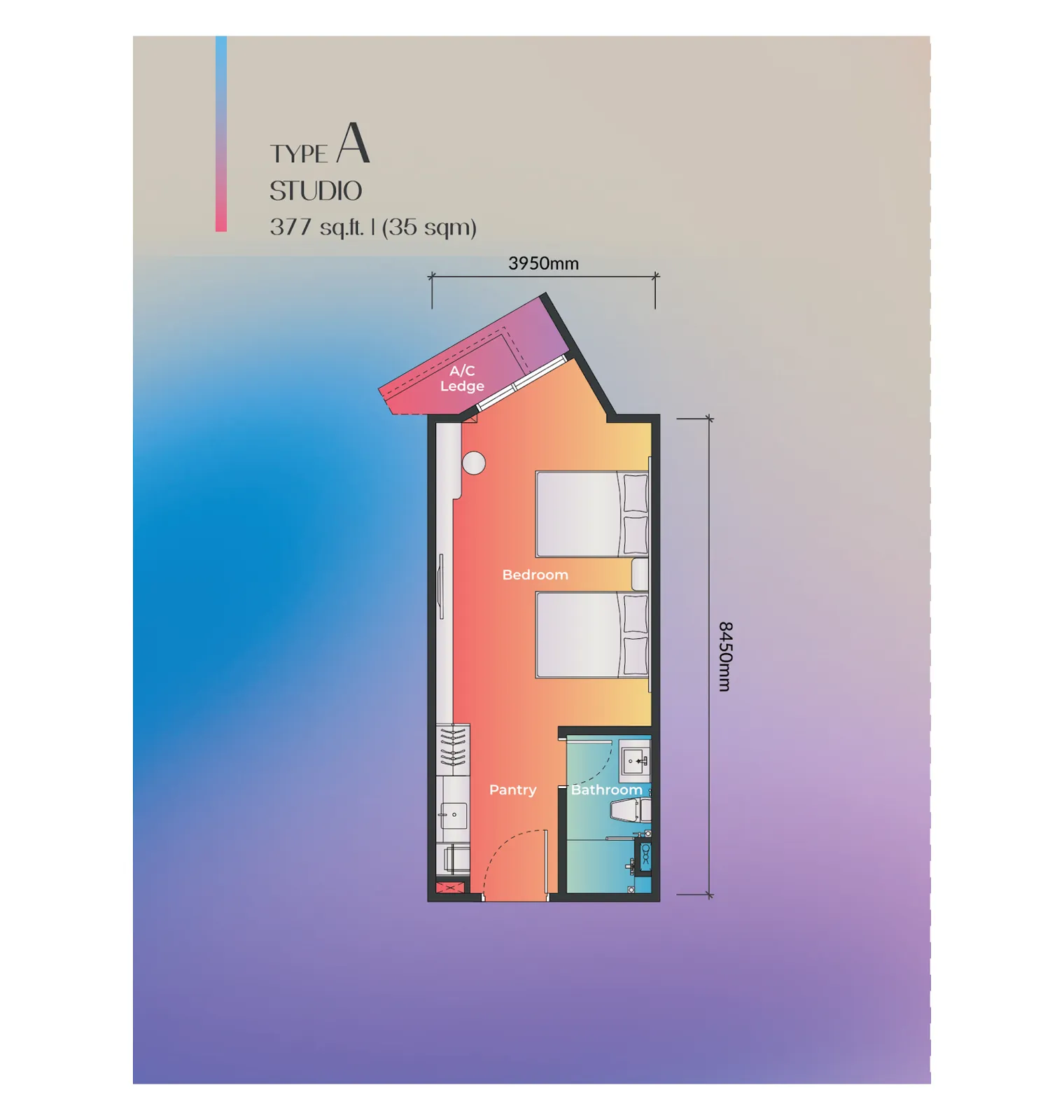 Noordinz Suites Type A studio floor plan