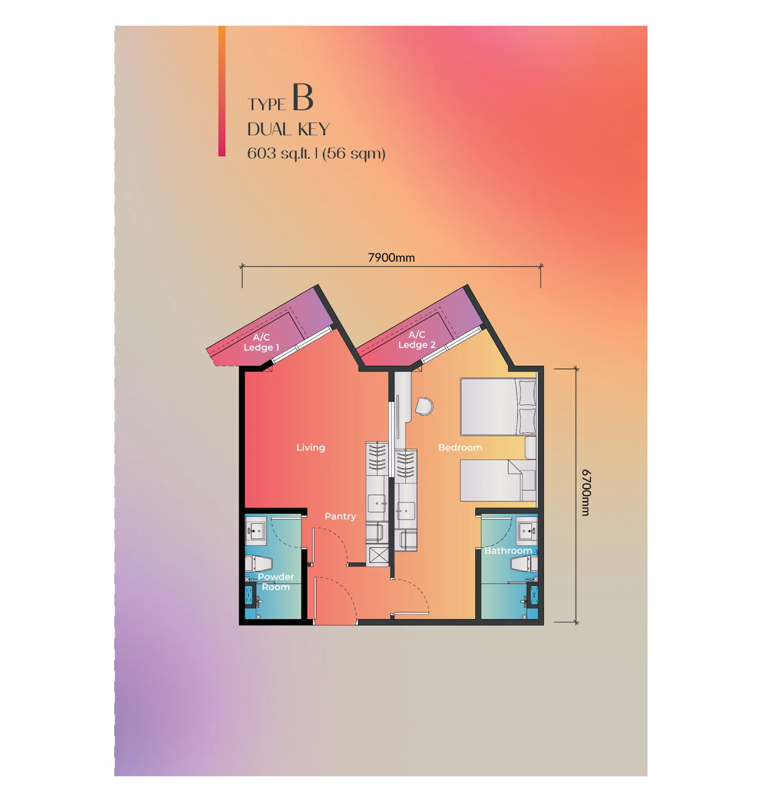 Noordinz Suites Type B dual-key floor plan