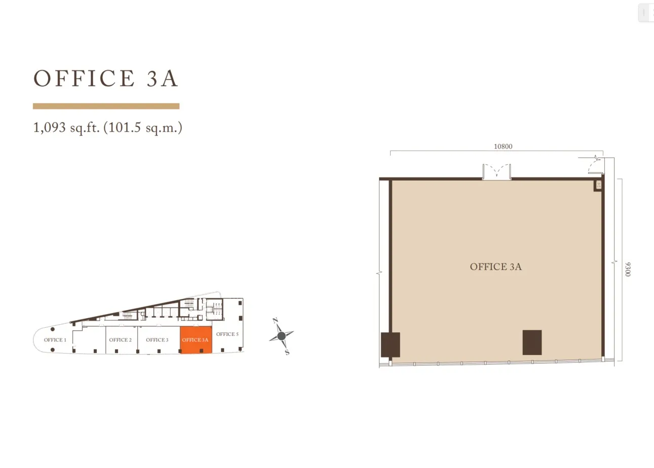 Pavilion Square Office Office Layout 3A floor plan, about 1800 sq ft