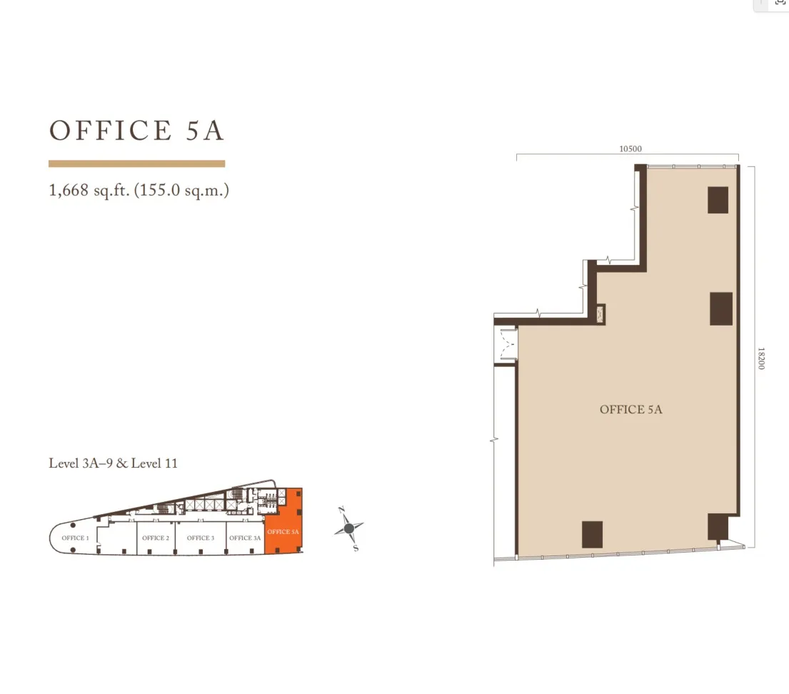 Pavilion Square Office Office Layout 5A floor plan, about 2500 sq ft