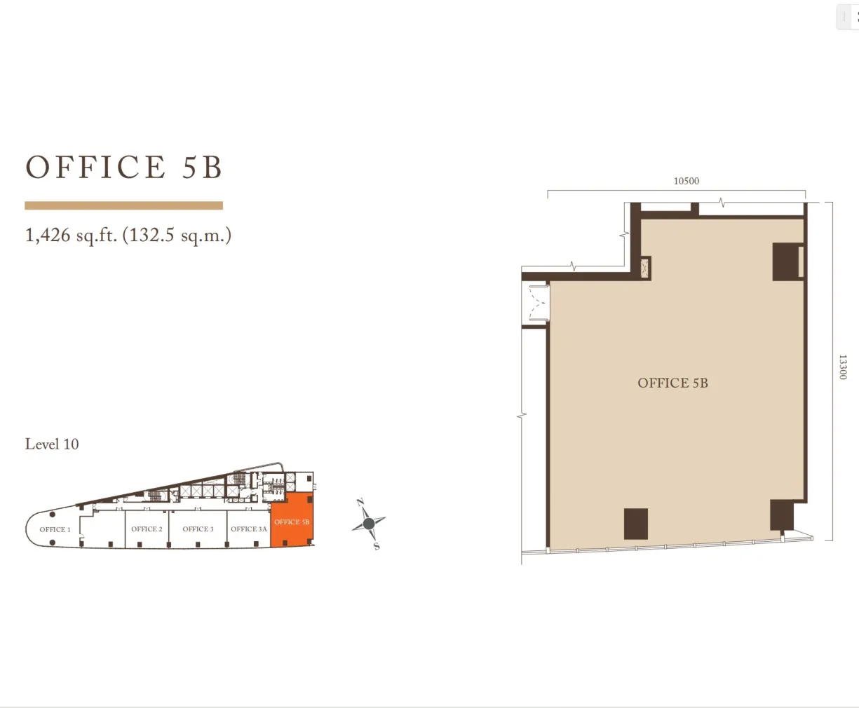 Pavilion Square Office Office Layout 5B floor plan, about 3000 sq ft