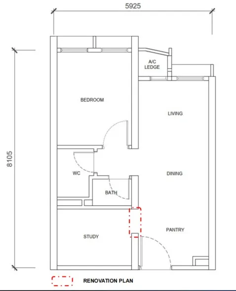 Phoeniz Suites @ KL City Centre Type A floor plan, about 484 sq ft, 1 bathroom