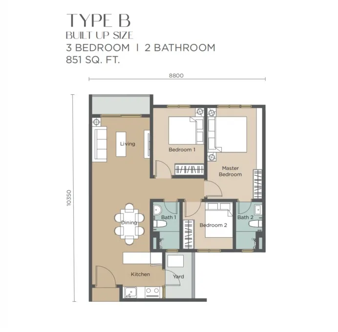 Riverville Residences 2 Type B floor plan
