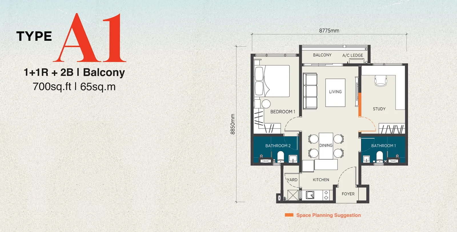 The Capehauz Type A1 floor plan