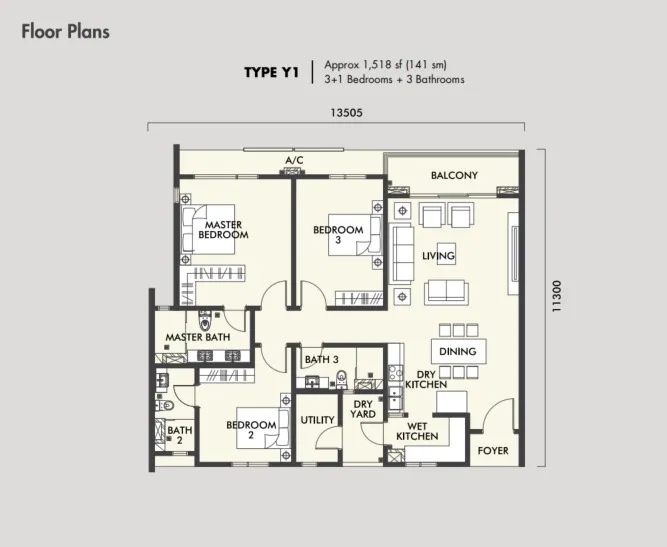 Tria Seputeh Type Y1 floor plan