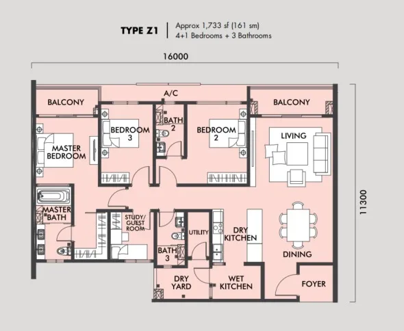 Tria Seputeh Type Z1 floor plan