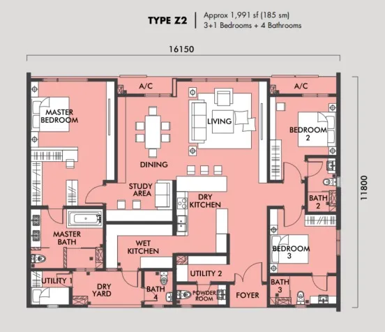 Tria Seputeh Type Z2 floor plan