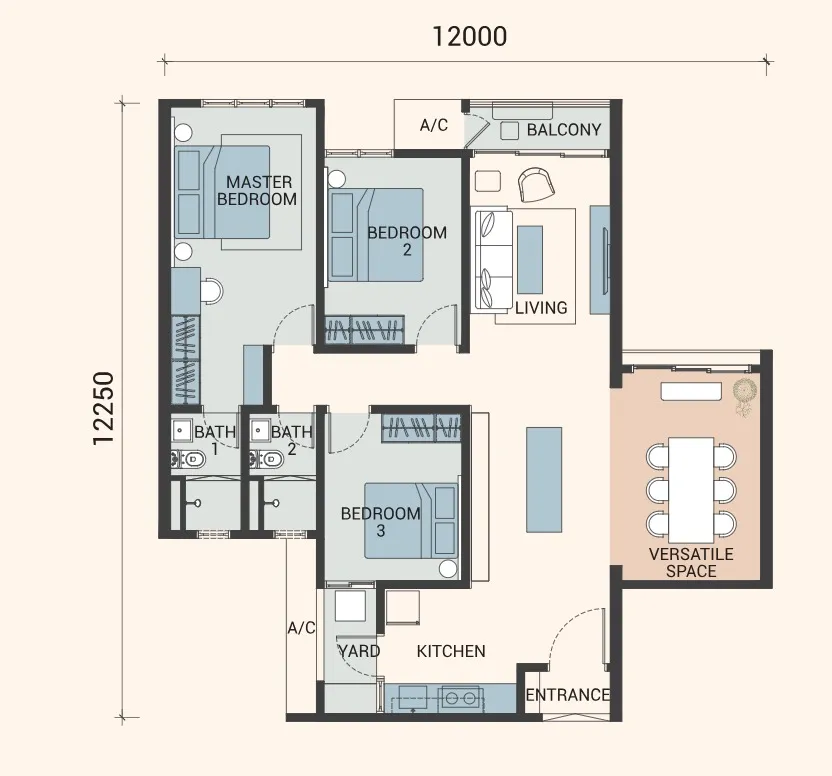 Veridian Type B1 floor plan