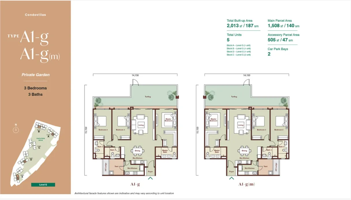 Zenia Damansara Type A1(Parkhome (Intermediate)) floor plan, about 3150 sq ft, 4 bedrooms, 4 bathrooms