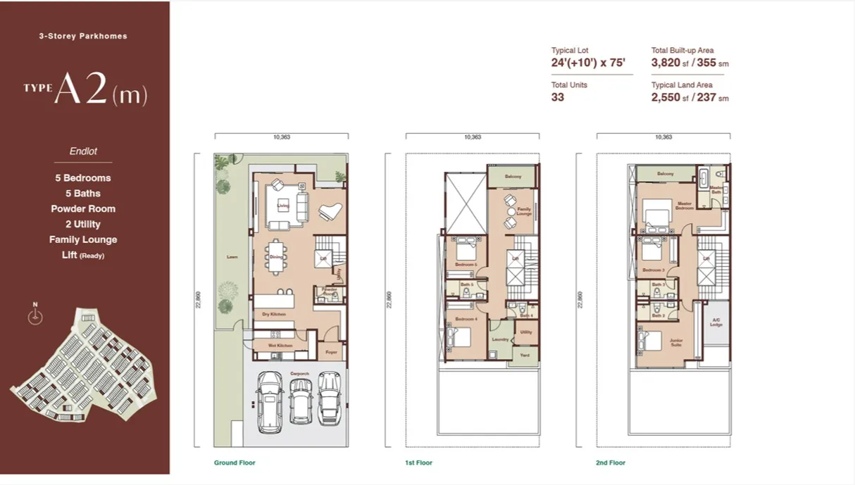 Zenia Damansara Type B1(Parkhome (Intermediate)) floor plan, about 3210 sq ft, 4 bedrooms, 4 bathrooms